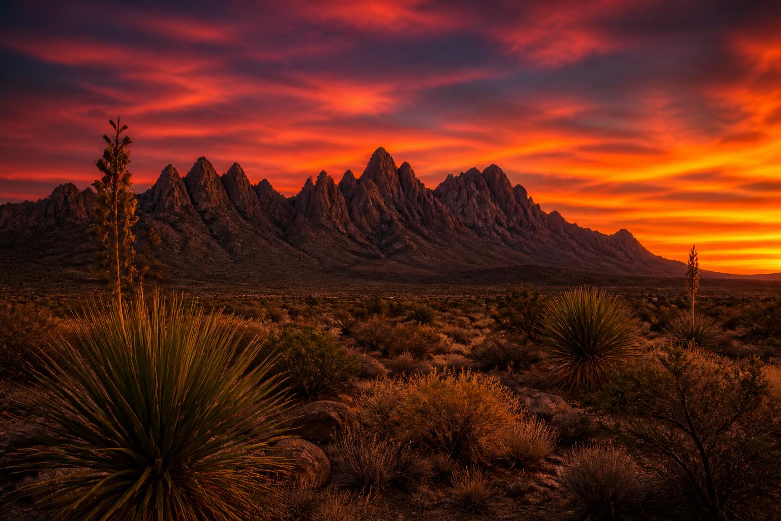 Organ Mountains at sunset outside Las Cruces, New Mexico